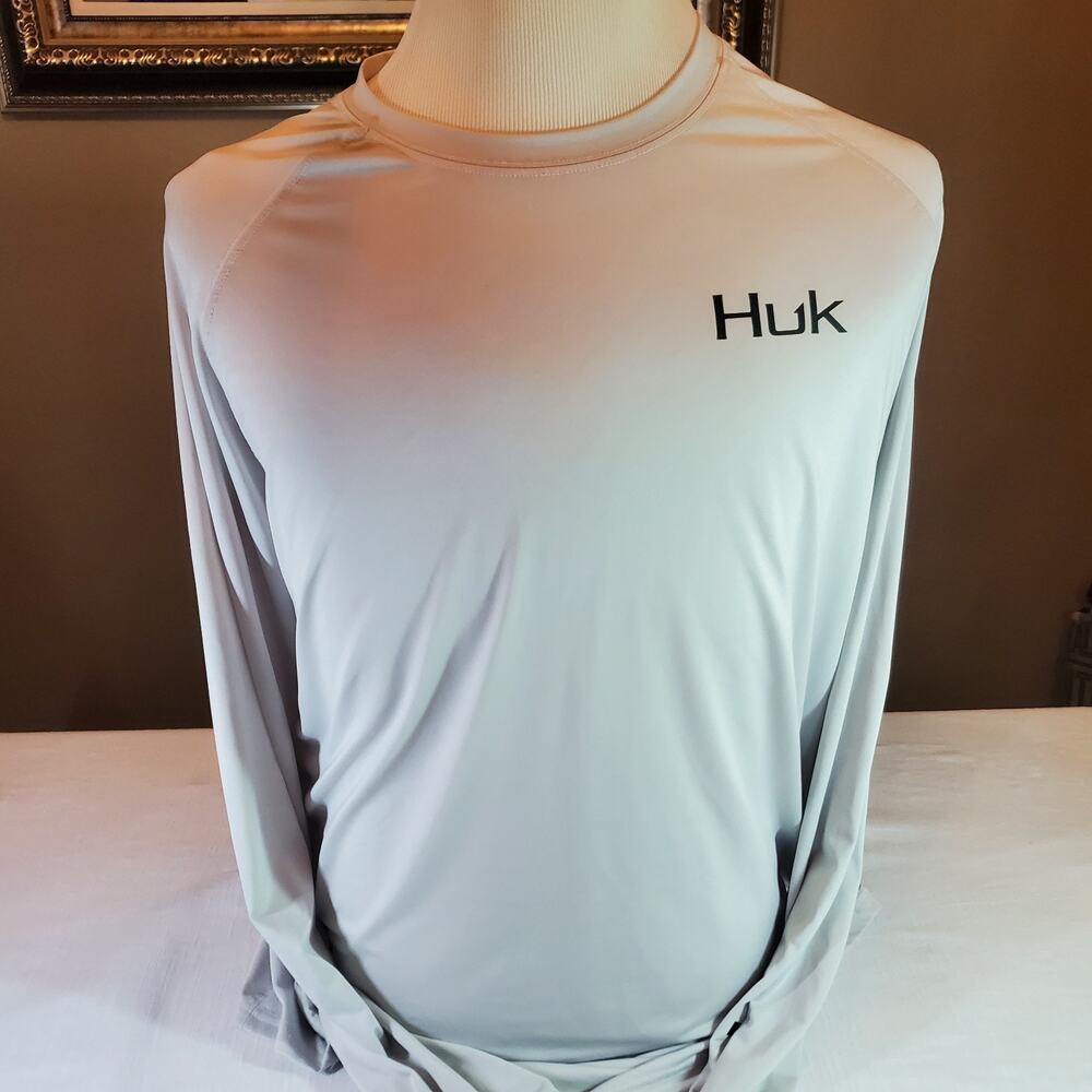 Huk Gear Mens XXL Gray Long Sleeve Fishing Performance Shirt Top